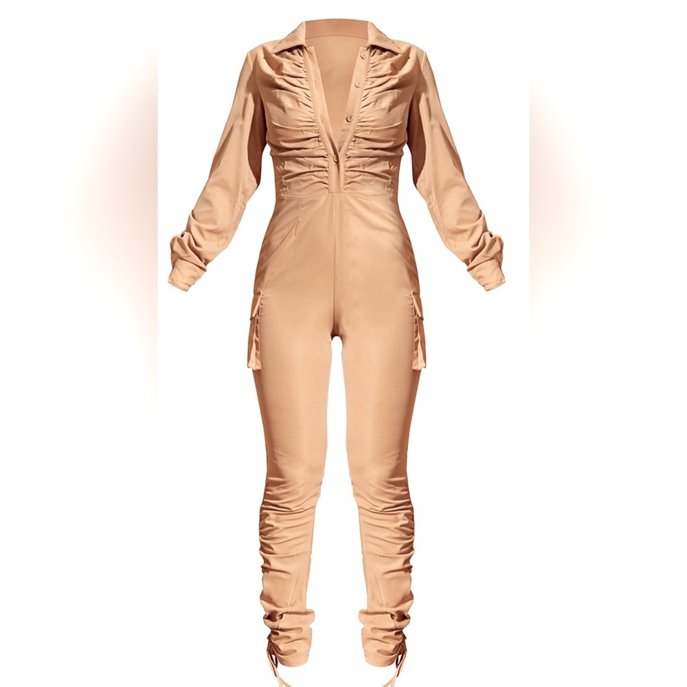 Utility Runched Jumpsuit* Camel Color * Size 8 US* New with Tags